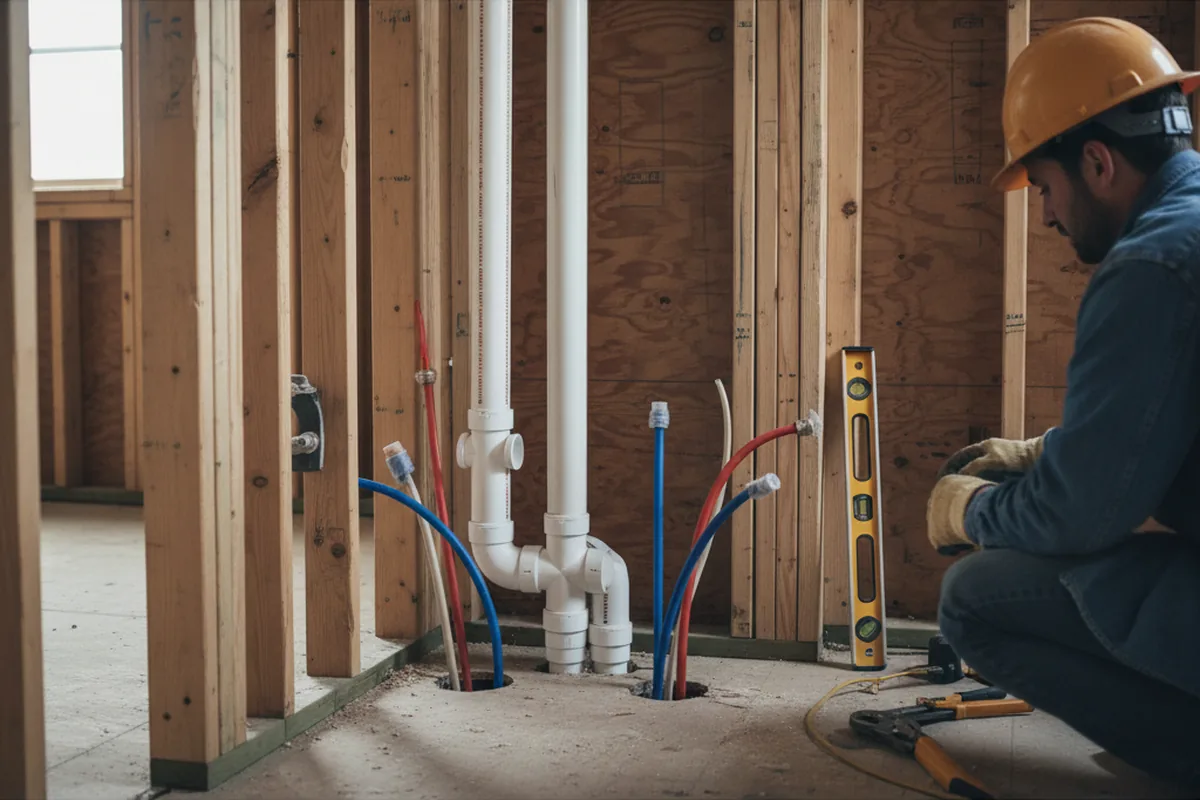 Drain and supply rough-in during Toilet Repair and Installation in East Alton